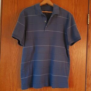 GH Bass & Co Slate Blue Striped Polo Shirt Sz M